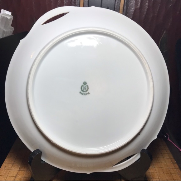 PM Bavaria Transferware Blush Pink White Roses Platter 9.5”x9” EVC - Picture 9 of 12